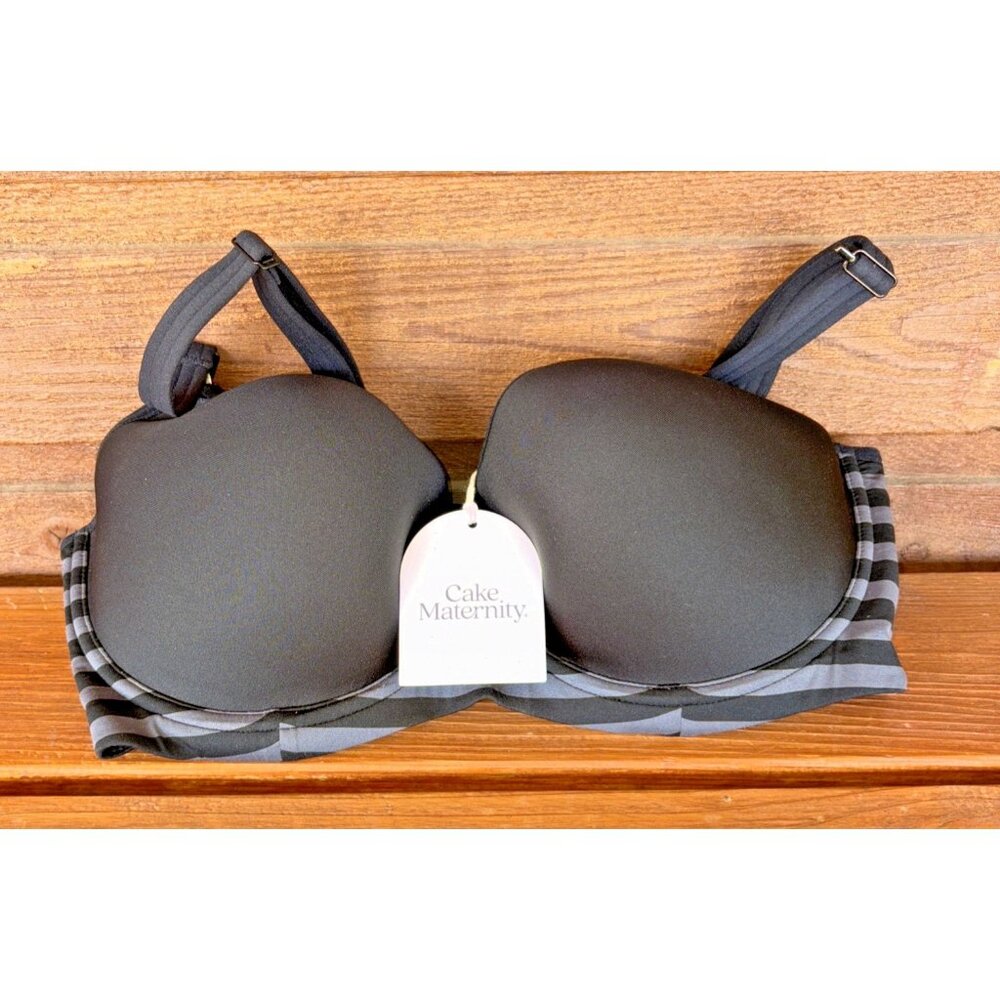 Cake Maternity Lingerie Spacer Nursing T-Shirt Bra Gray Black Lamington 3D 40F